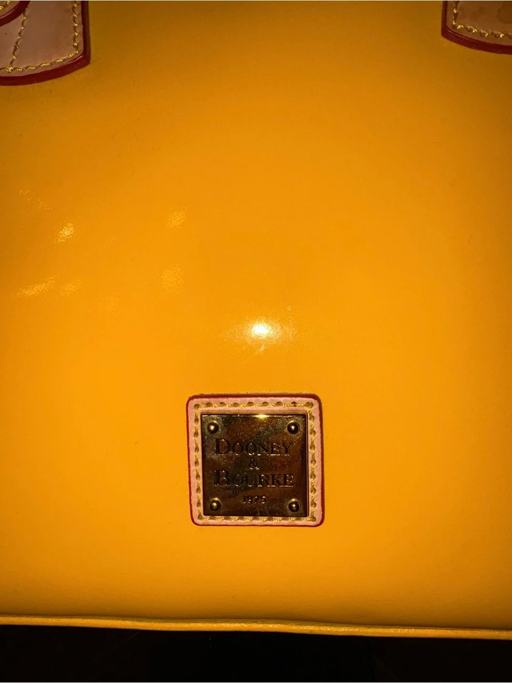 Dooney & Bourke Yellow Patent Leather Domed Satchel + Dust Bag & Reg Card